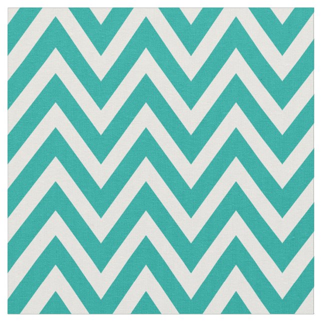 Teal Modern Chevron Stripes Fabric (Close Up)