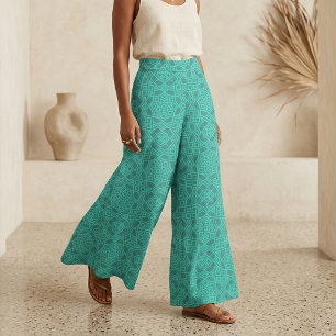 Teal Modern Geometric Moroccan Mosaic Tile Fabric