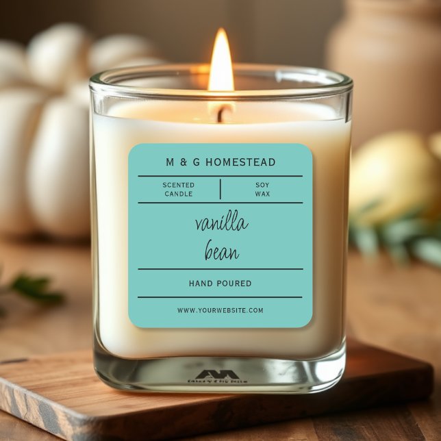 Teal Modern Handmade Candle Product Label (Creator Uploaded)
