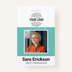 Teal Modern ID Card Business Employee QR ID Badge