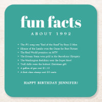 Teal Modern Minimal Fun Facts Birthday Year