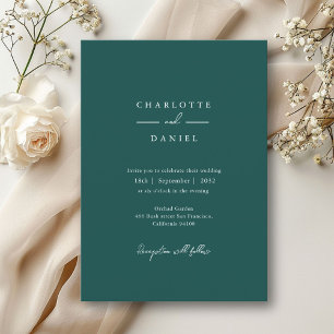 Teal, modern, minimal, typography wedding invitation