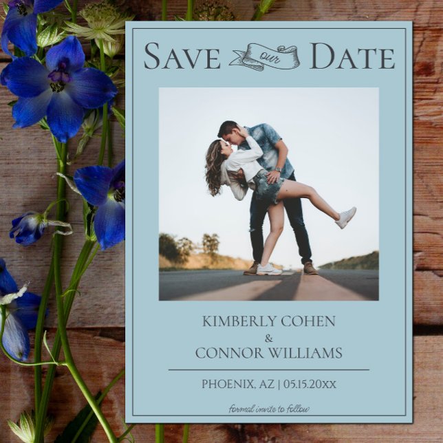Teal Modern Photo Save the Date (Teal Modern Photo Save the Date)