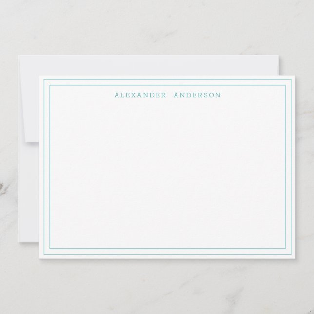 Teal Modern Professional Double Border Card (Front)