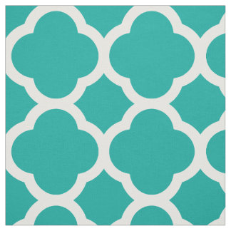 Teal Modern Quatrefoil Large Scale Fabric