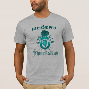 Teal Modern Swordsman Dragon Crest T-Shirt