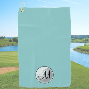 Teal monogram golf towel with custom initial