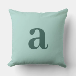 Teal Monogram Initial Letter Minimalist Cushion