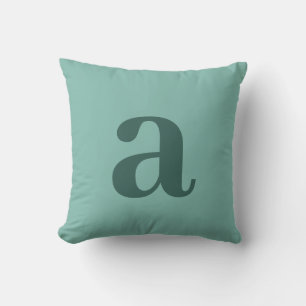 Teal Monogram Initial Letter Minimalist Cushion
