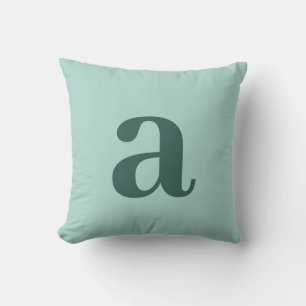 Teal Monogram Initial Letter Minimalist Cushion