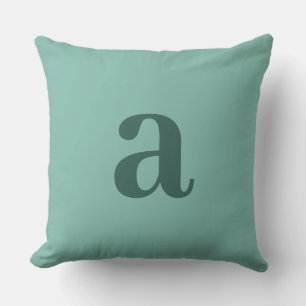 Teal Monogram Initial Letter Minimalist Cushion