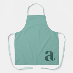 Teal Monogram Initial Minimalist Apron