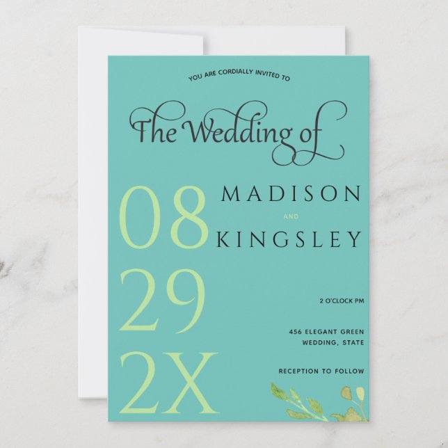 Teal Monogram 💍 Modern Geometric Elegance   Invitation (Front)