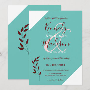 Teal Monogram 💍 Modern Geometric Elegance Invitation