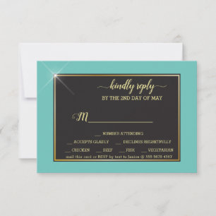 Teal Monogram 💍 Modern Geometric RSVP Card