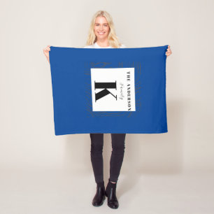 Teal Monogram Modern, Stylish, and Cool Fleece Blanket