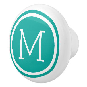 Teal Monogram Personalised Drawer Knob