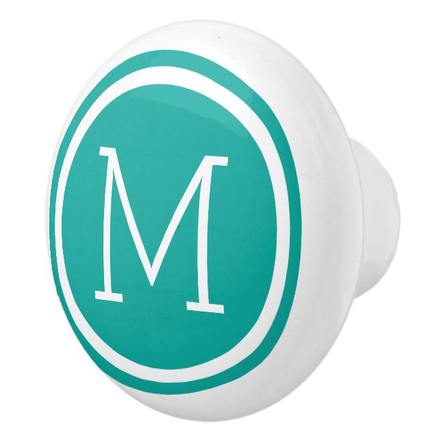 Teal Monogram Personalised Drawer Knob (Right)