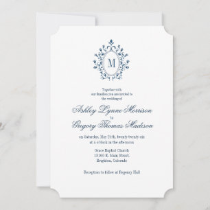 Teal Monogram Wedding Invitation