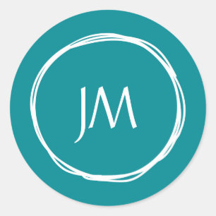 Teal Monogram Wedding Stickers