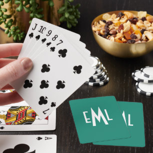 Teal Monogrammed Playing Cards For Bridge Players