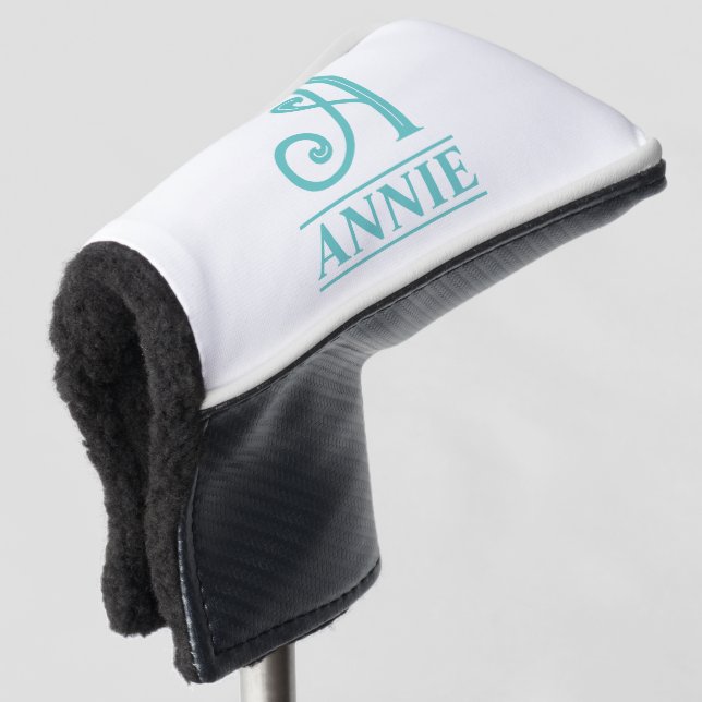 Teal Monogrammed Putter Head Cover (3/4 Front)