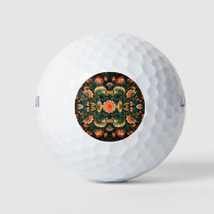 Teal Mosaic Floral Golf Balls