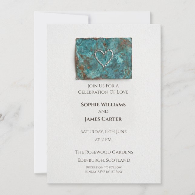 Teal Mosaic Wedding Invitation (Front)