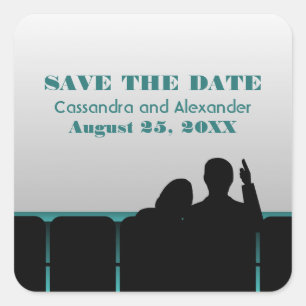 Teal Movie Theatre Save the Date Stickers