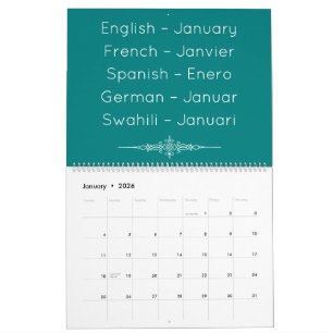 Teal Multilingual Calendar