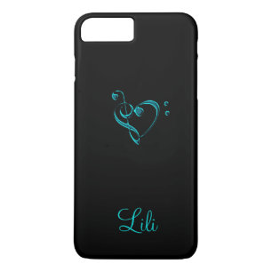 Teal Music Clef Heart  iPhone 7 Plus Case