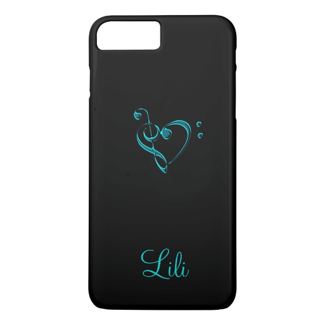 Teal Music Clef Heart  iPhone 7 Plus Case (Back)