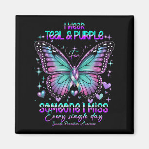 Teal N Purple Butterfly Suicide Prevention Awarene Magnet