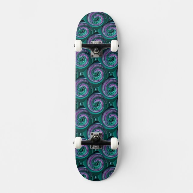 Teal N Purple Swirls Skateboard (Front)