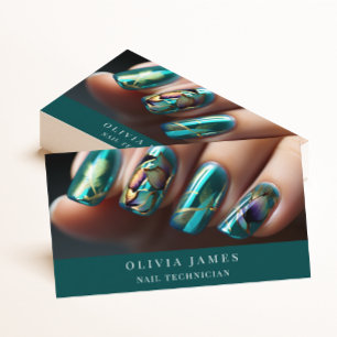 Teal Nail Technician Beauty Salon Manicurist Business Card