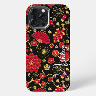 Teal Name Modern Floral Shadow iPhone 13 Pro Max Case