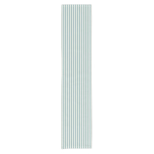 Teal Narrow Vertical Ticking Stripe Short Table Runner