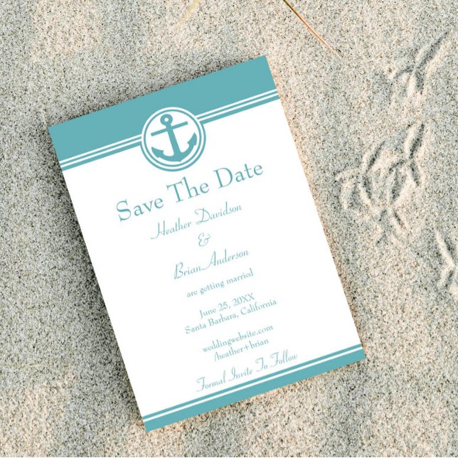 Teal Nautical Anchor Save The Date (Teal Nautical Anchor Save the Date)