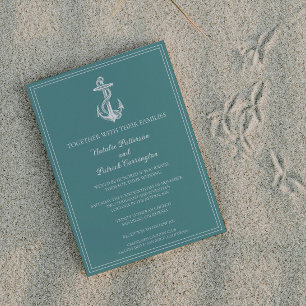Teal Nautical Anchor Wedding Invitation