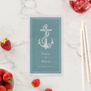 Teal Nautical Anchor Wedding Napkin
