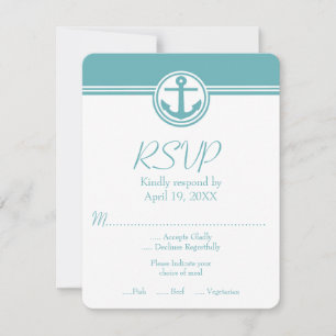 Teal Nautical Anchor Wedding RSVP Card