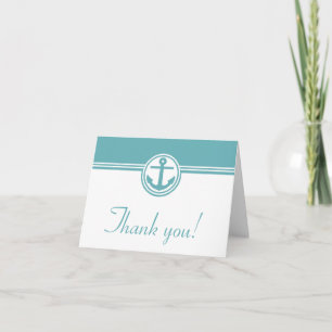 Teal Nautical Anchor Wedding Thank You Cards