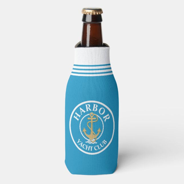 Teal Nautical Bottle Cooler (Bottle Front)