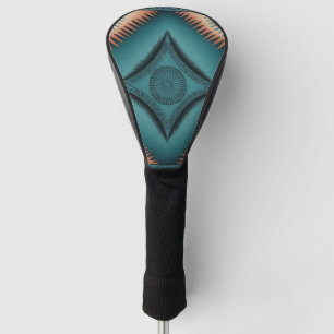 Teal Navajo Peach Sunburst Golf Head Cover