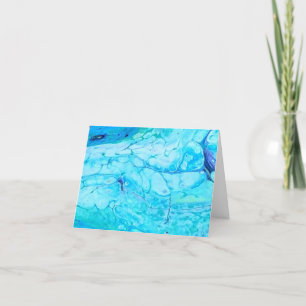 Teal Navy Abstract Blank Notecard