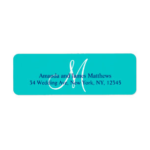 Teal Navy Blue Simple Script Monogram for Weddings