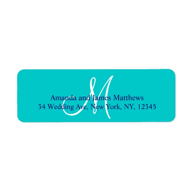 Teal Navy Blue Simple Script Monogram for Weddings (Front)