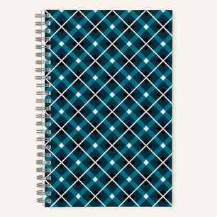 Teal & Navy Geometric Grid Pattern Notebook