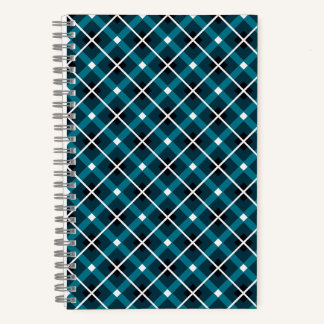 Teal & Navy Geometric Grid Pattern Notebook