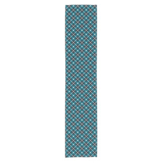 Teal & Navy Geometric Grid Pattern Short Table Runner